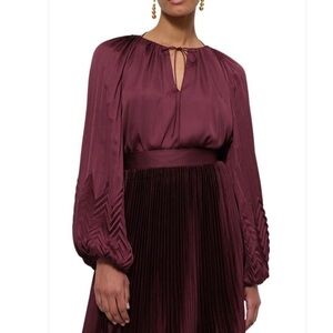 Jonathan Simkhai Wanda Pleated Blouse In Mulberry Size 6